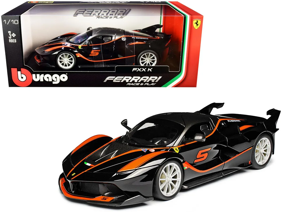 BBURAGO BBURAGO Ferrari FXX-K #5 Fu Songyang Black Gray Orange 1/18 Diecast Vehicle — product photo