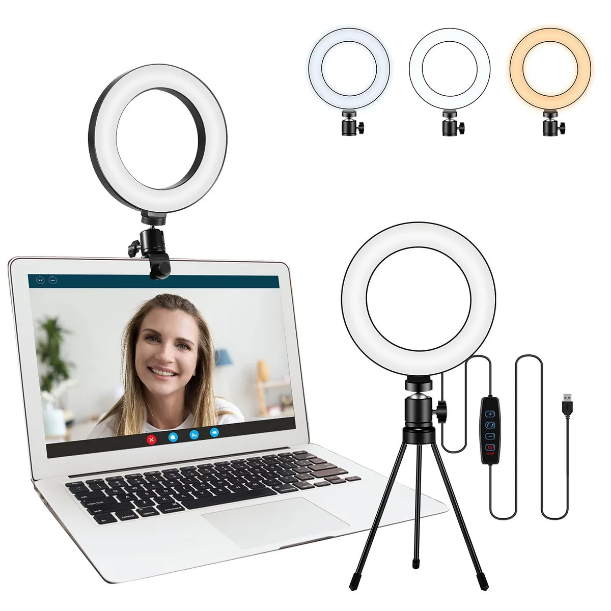  Neewer S2-VCL 6" USB Ring Light, 48 LED, 10 Brightness, 3 Modes — product photo