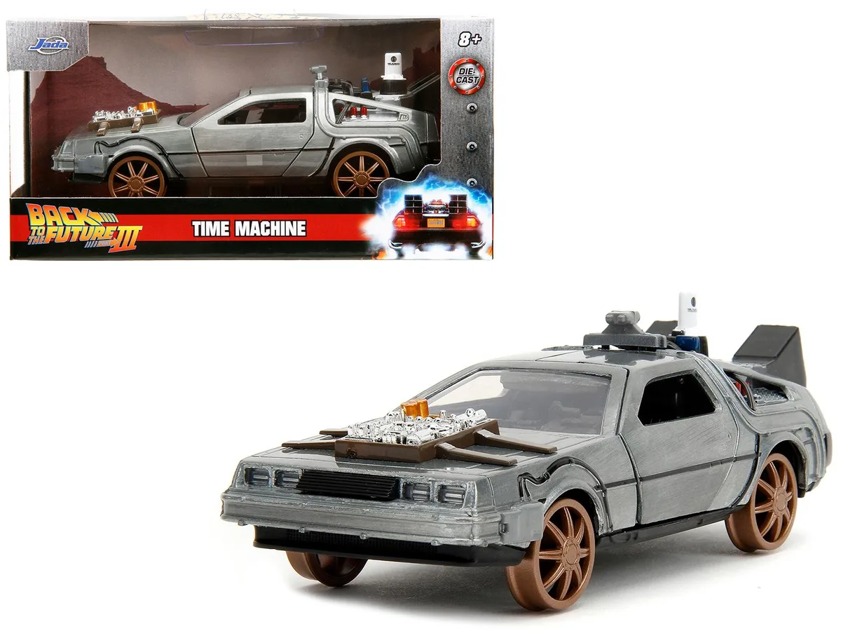 Jada Jada DeLorean DMC Time Machine Brushed Metal Train Wheel Version 1/32 Diecast Car — product photo