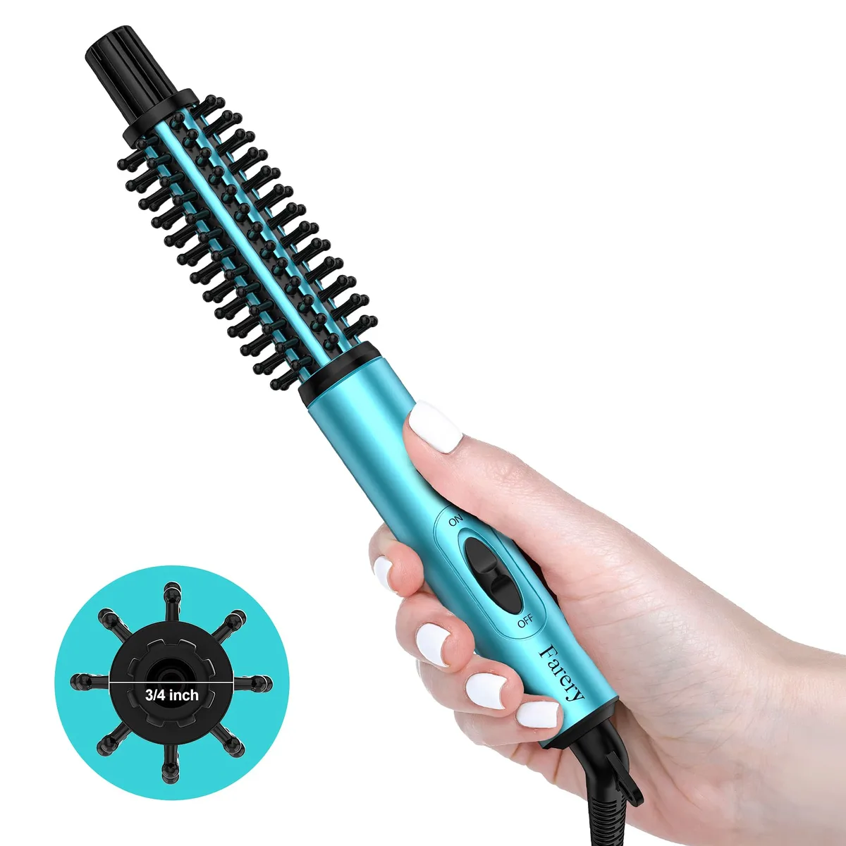  Farery Mini Thermal Brush 3/4 Inch Blue 392°F Dual Voltage — product photo