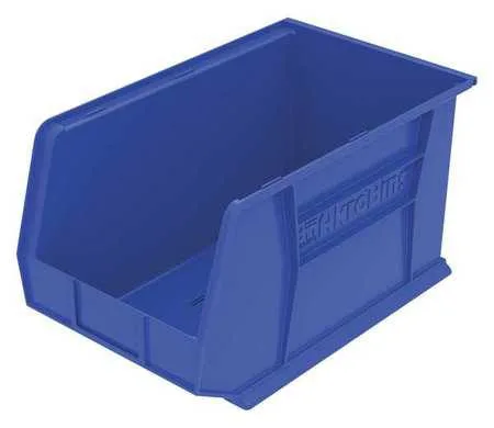 Blue industrial polymer storage bin 10 x 11 x 18 inches
