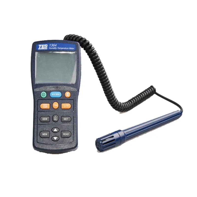 Red handheld meter model 1364 with dual LCD display and bargraph