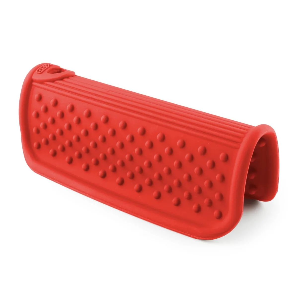 Red silicone pot-handle cover with textured grip