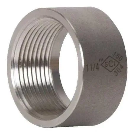 Stainless steel half coupling, 2-1/2 inch, Class 150, threaded heavy