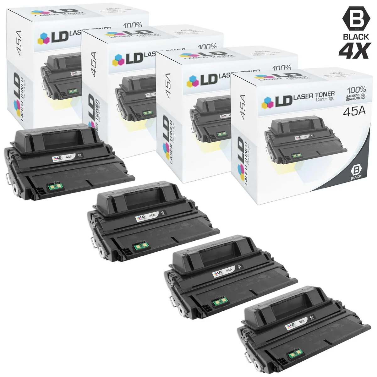 LD Products LD Products HP 45A Q5945A Black Toner Cartridge 4-Pack 18000 Pages — product photo