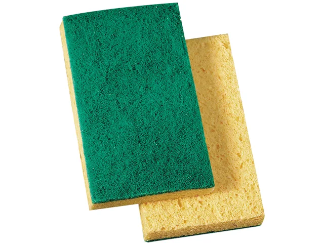 Boardwalk Boardwalk 74BWK MD Scrubbing Sponge Medium Duty 6.10" x 3.60" x .75" Yellow/Green 20/Carton — product photo