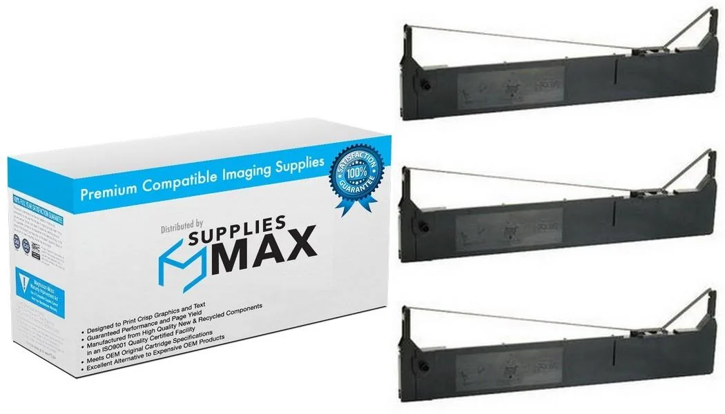 SuppliesMax SuppliesMax 130074 Black Printer Ribbon 3 Pack 20 Million Character Yield — product photo