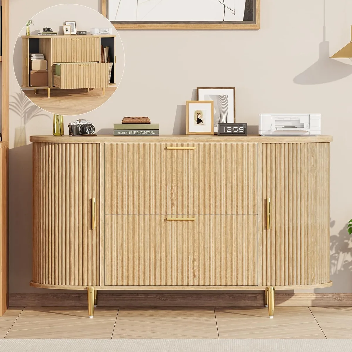 BFKK BFKK 2 Drawer File Cabinet 39.4" Natural — product photo