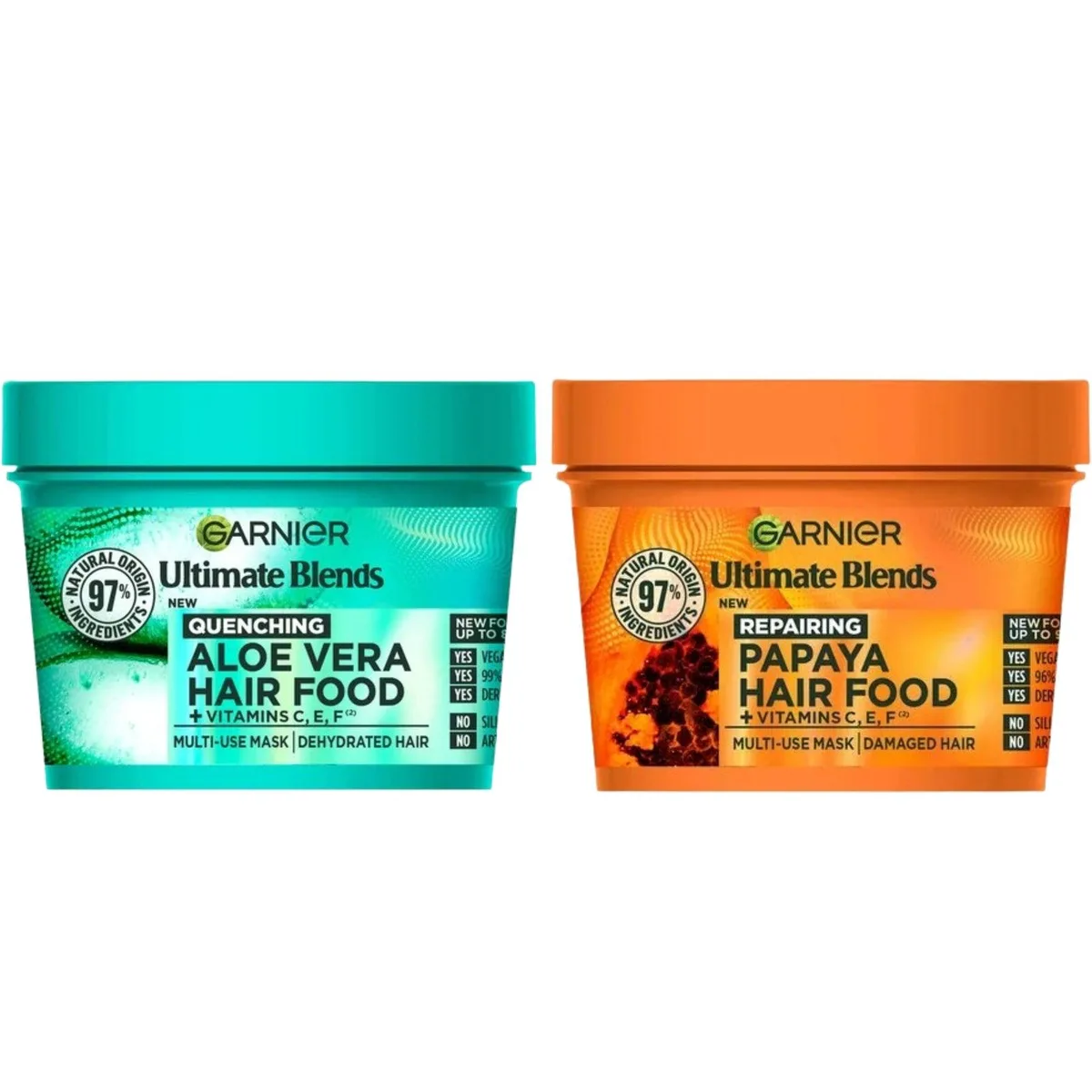 Garnier Garnier SP-53648924016958 Ultimate Blends Aloe Vera &amp; Papaya Hair Food Mask Duo 400 ml skin care — product photo