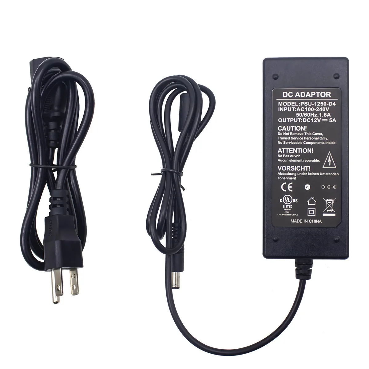 ULTRA POE ULTRA POE PS-DC1000WUx1 12 V 5 A 5.5×2.5 mm US plug — product photo