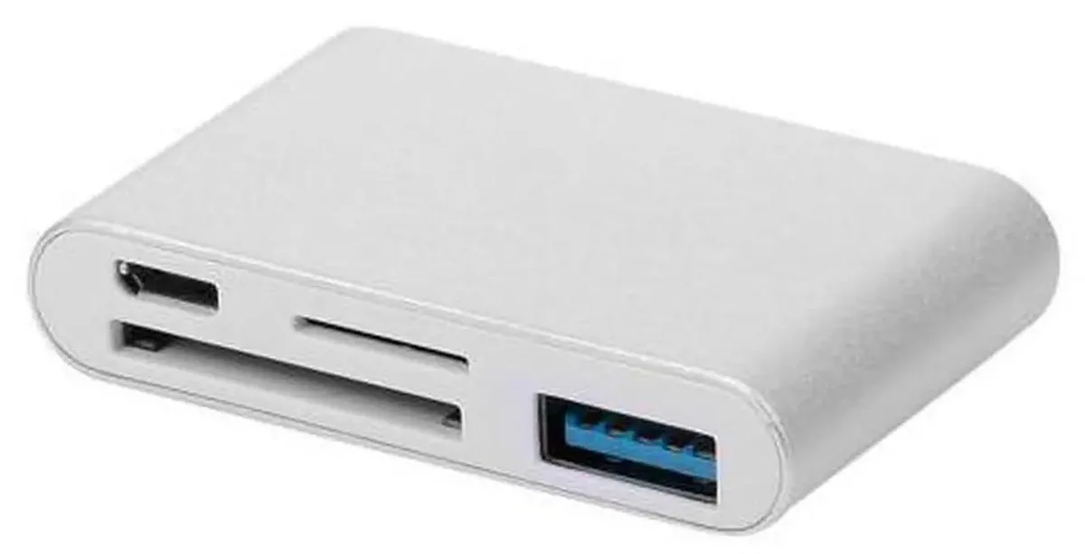 Compact 5-in-1 USB-C hub with SD and TF card slots and USB 3.0 port