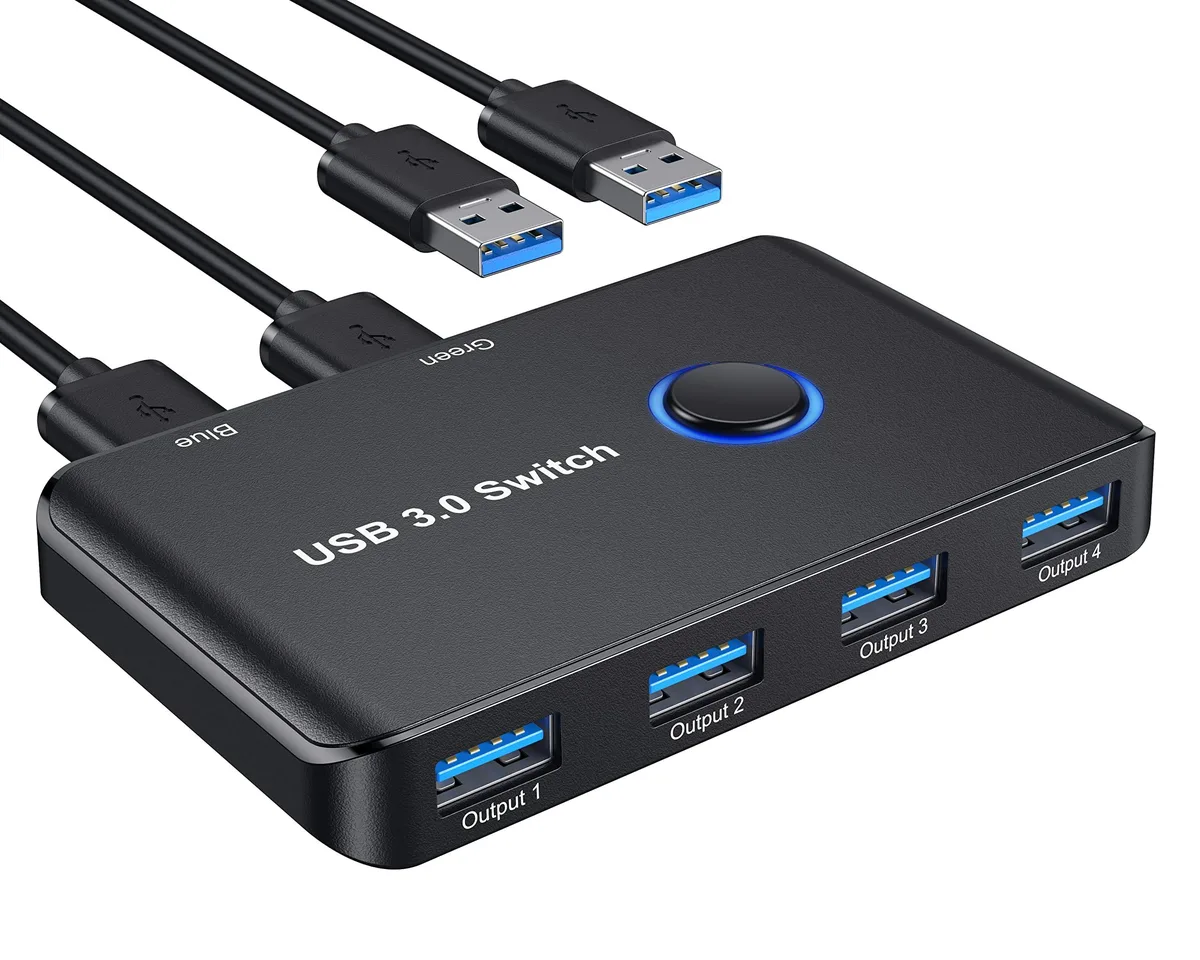 KEHIPI KEHIPI USB-3.0-CS-4NW USB 3.0 KVM Switch 2 Computers 4 Devices — product photo