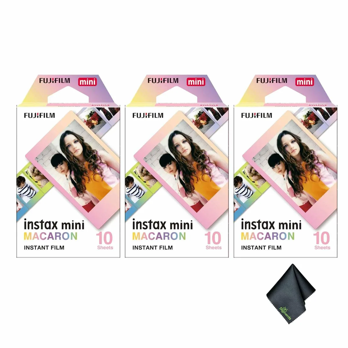 FUJIFILM FUJIFILM INSTAX MINI Macaron Instant Film 10 Exposures Bundle with Microfiber Cloth — product photo