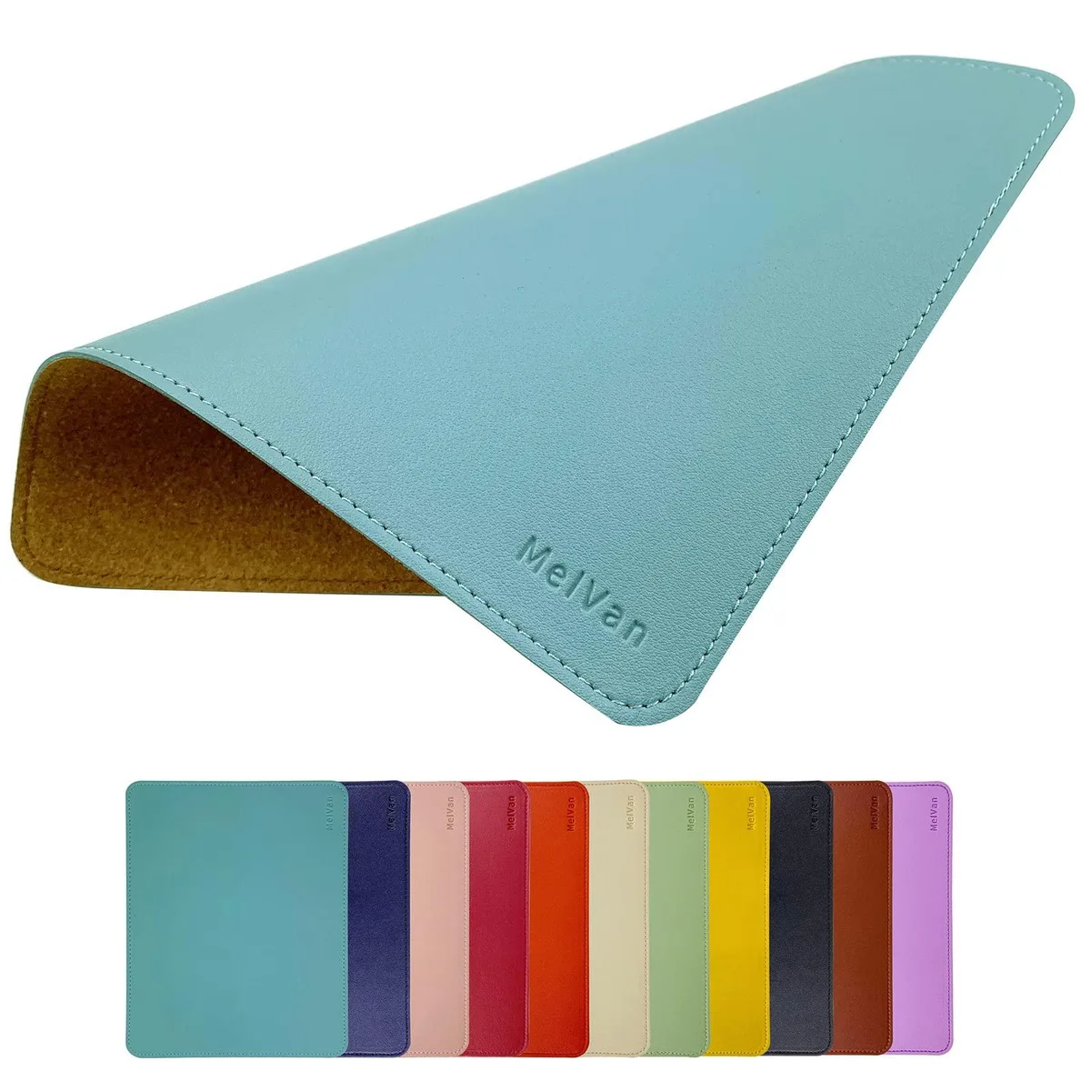  MelVan MP001 PU Leather &amp; Cork Mouse Pad 10.2 x 8.3 in Azury — product photo