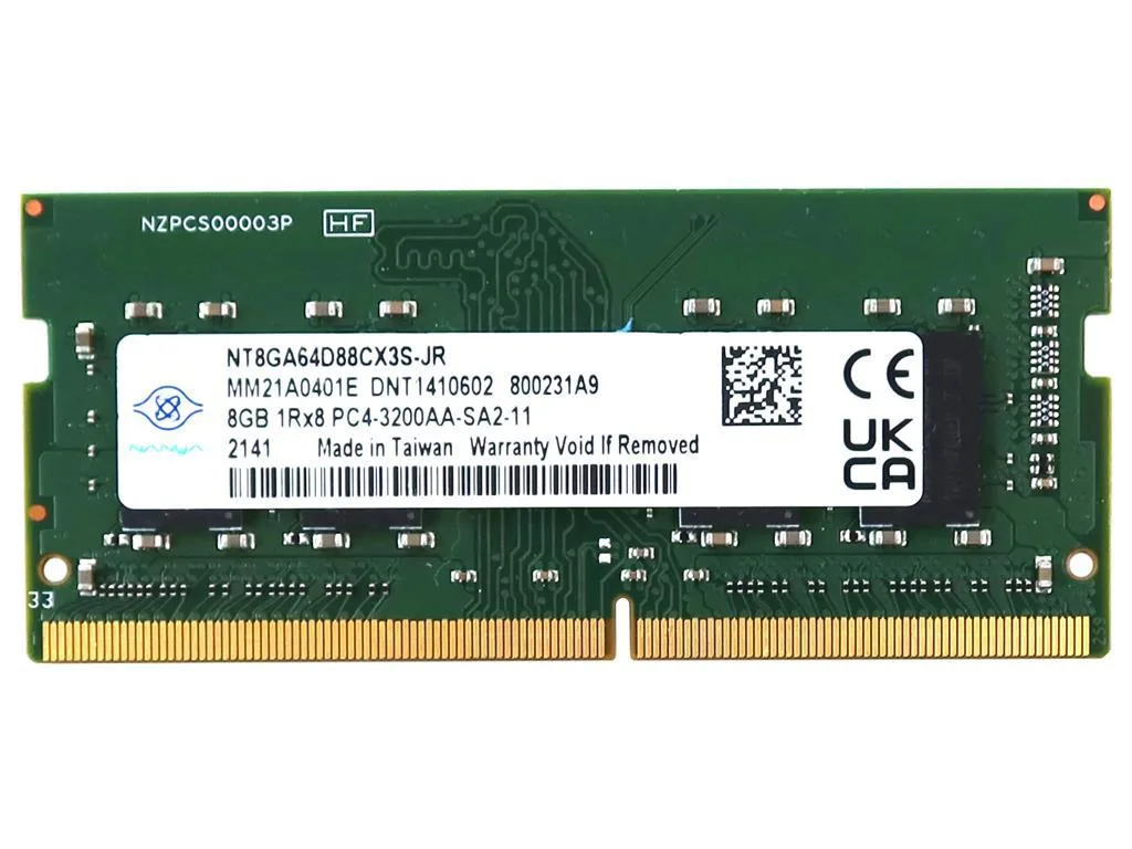Nanya Nanya NT8GA64D88CX3S 8GB DDR4 SO-DIMM 3200MHz CL22 1.2V 260-pin laptop memory accessory — product photo