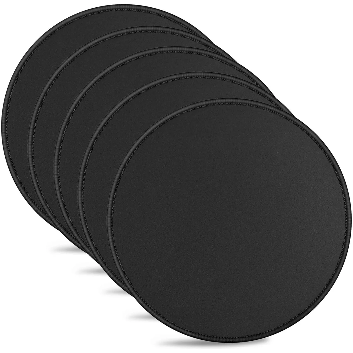Eiszuso 5-Pack Round Mouse Pads Black 8.7 in Stitched Edge — product photo
