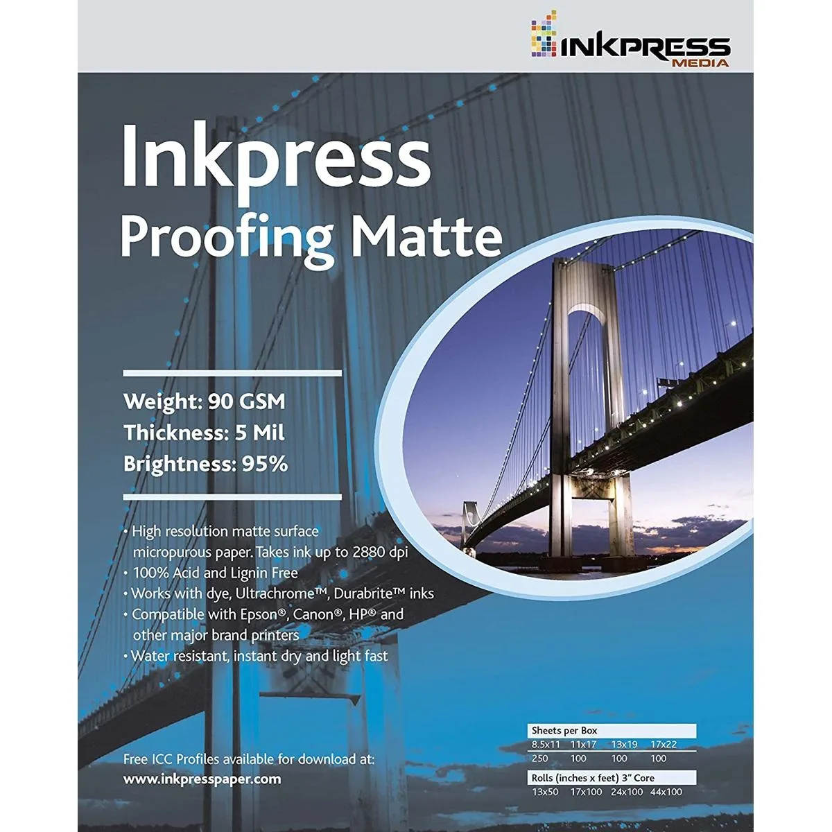 Inkpress Inkpress Proofing Matte Paper 13x19" 90gsm 95% Brightness 100 Sheets — product photo
