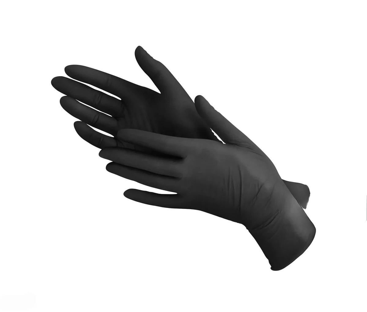 Box of 100 black nitrile gloves, medium size, powder-free