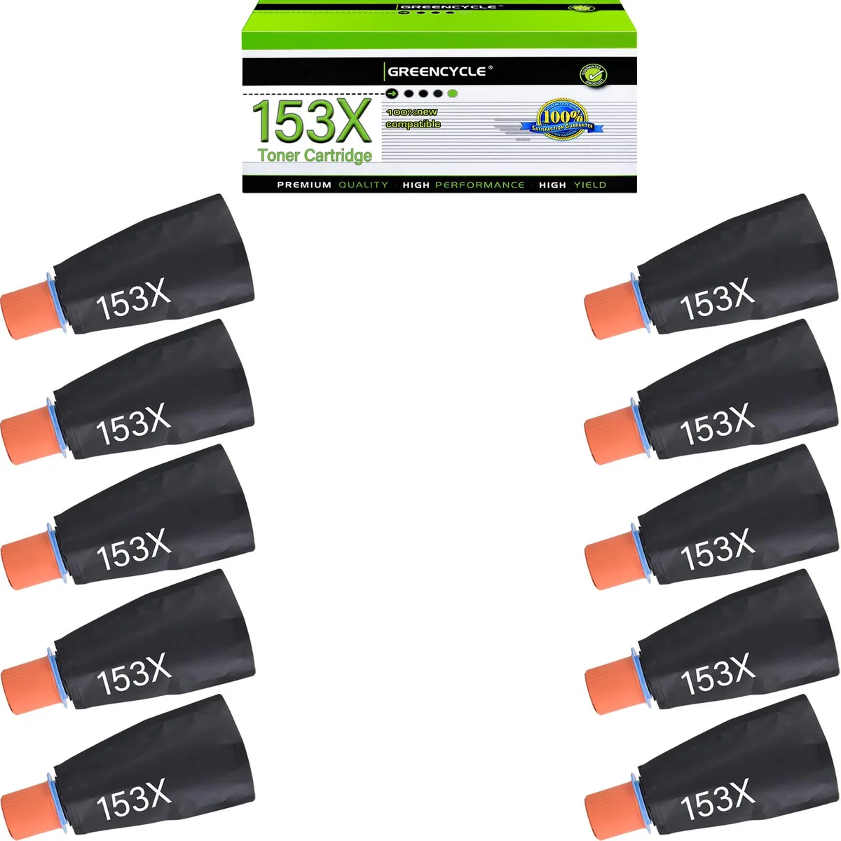 GREENCYCLE GREENCYCLE 153X Compatible Black Toner Reload Kit 10 Pack — product photo