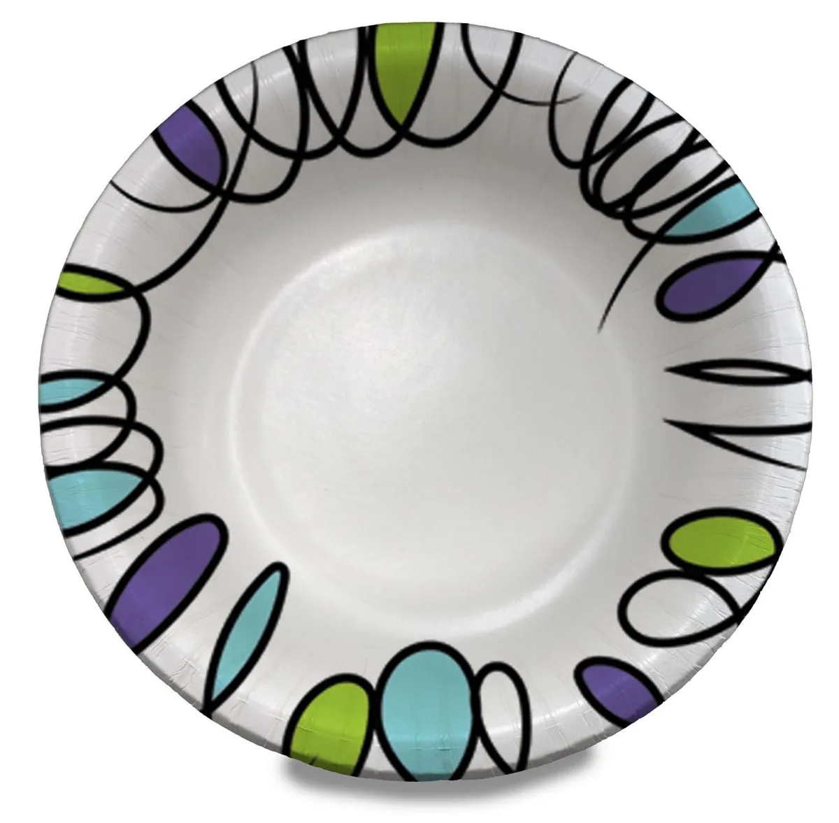A stack of fifty white round paper bowls, each 3.5 inches deep