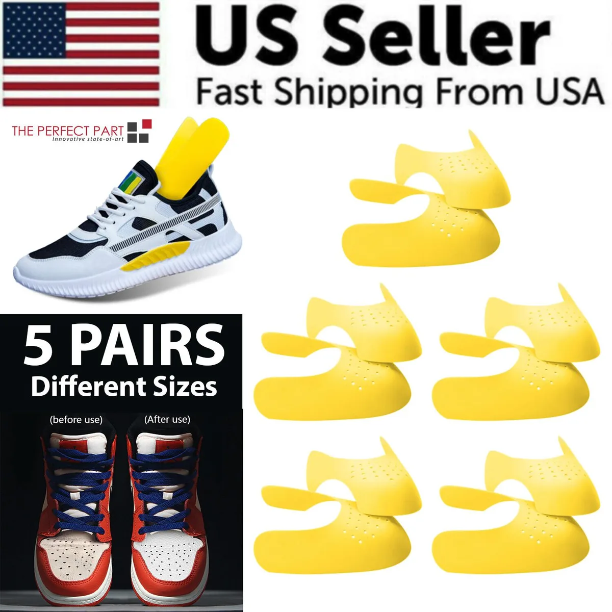 The Perfect Part The Perfect Part Golf Shoe Protectors 5 Pairs Size 5 Black/Yellow/White — product photo