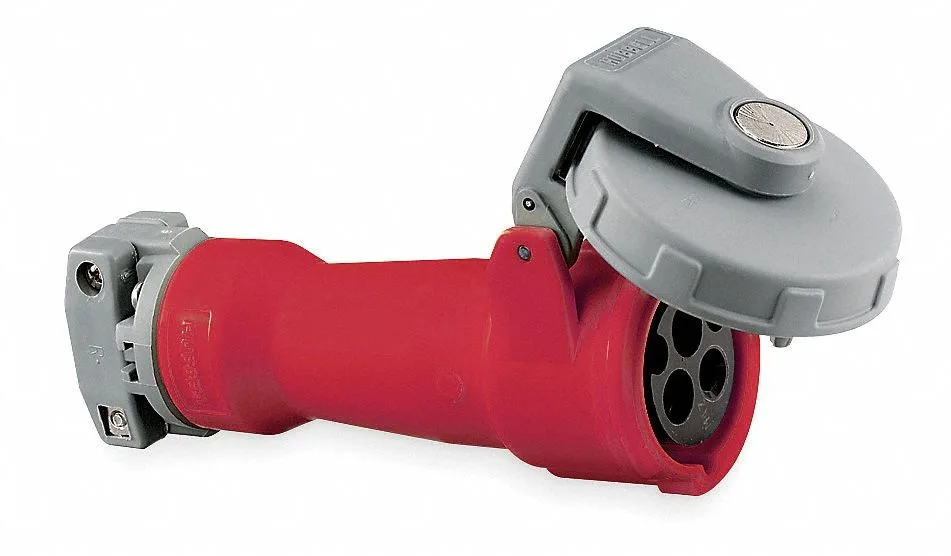Hubbell Incorporated Hubbell Incorporated HBL430C7W Watertight Pin &amp; Sleeve Connector 30A 480V IP68 IP69K Red — product photo