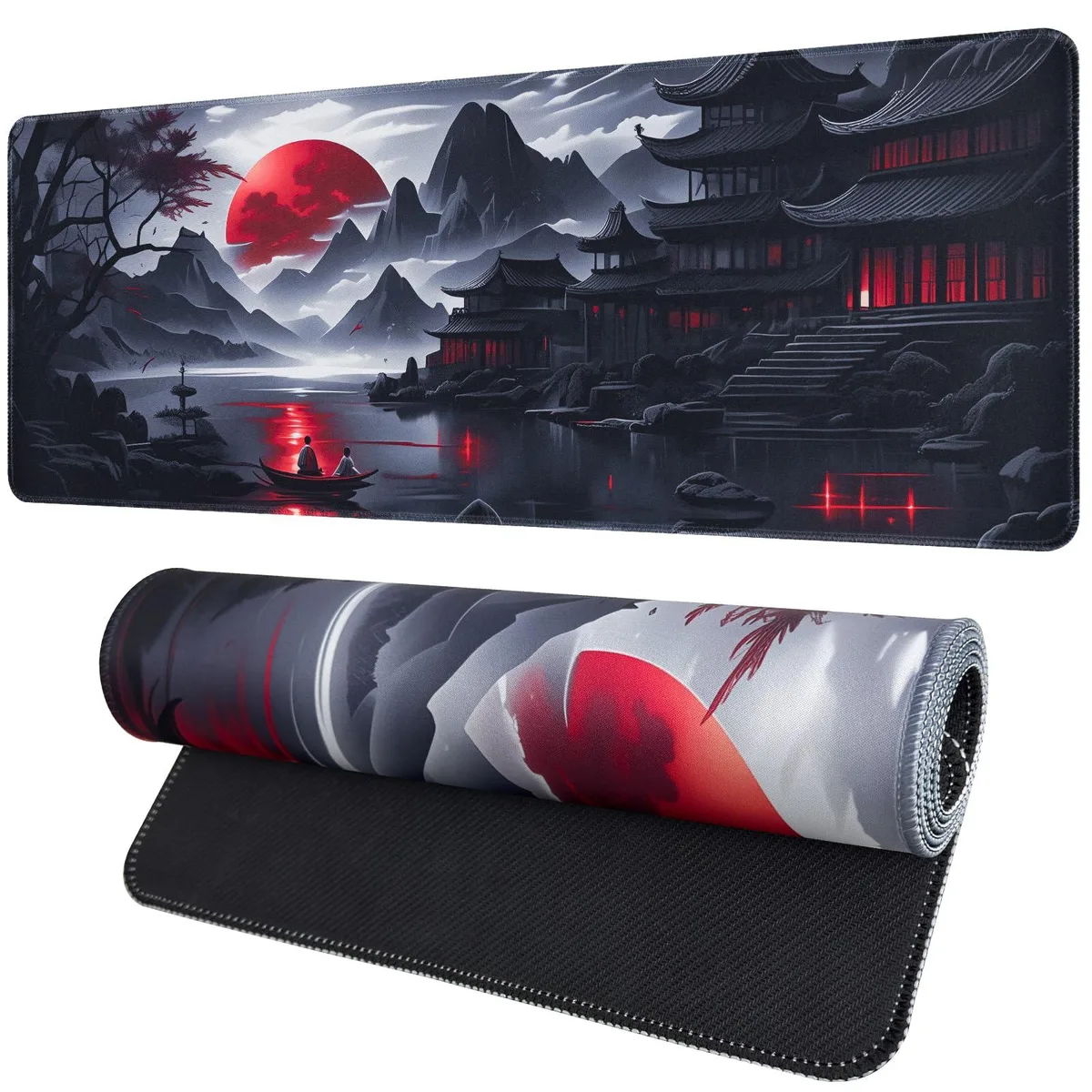 Vanzard RedMoon Mouse Pad 80x30 31.5 x 11.8 in Anime Black Stitched Edges — product photo