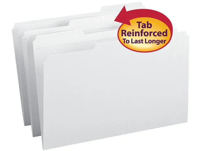 Smead Smead 17834 file folder, 1/3 cut reinforced top tab, legal, white, 100/box, 11-pt stock — product photo