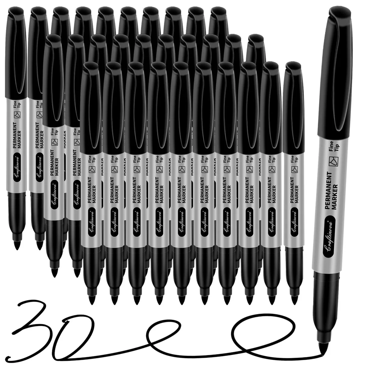 craftinova CR- Fine-black-30-NEW Permanent Markers Fine 0.5mm 30 Pack — product photo