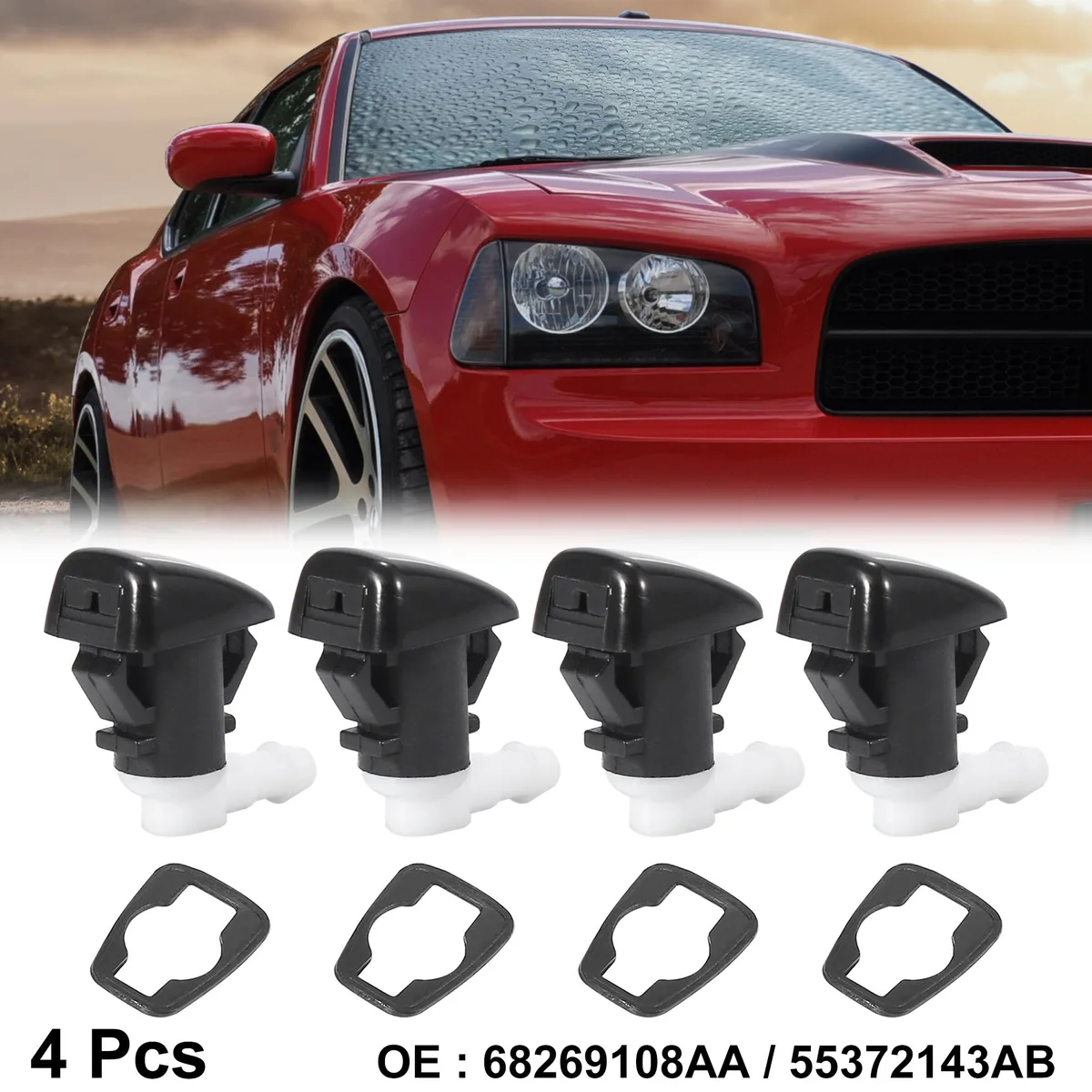 Unique-Bargains Unique-Bargains 4pcs Windshield Washer Nozzle Kit Single Hole for Dodge Durango 2011-2019 — product photo