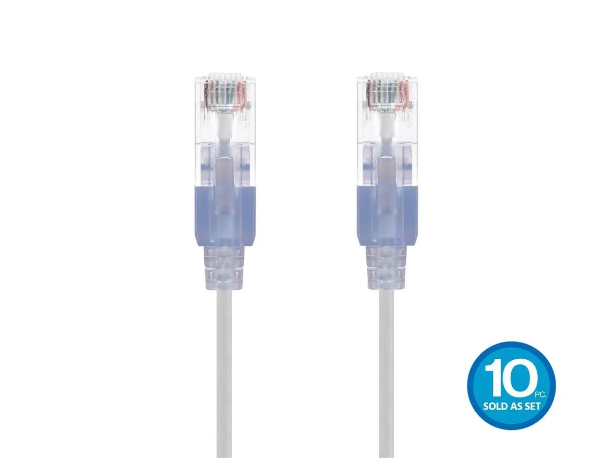 Monoprice Inc. Monoprice 115160 SlimRun Cat6A Network Ethernet Cable 30AWG 5ft White 10-Pack — product photo