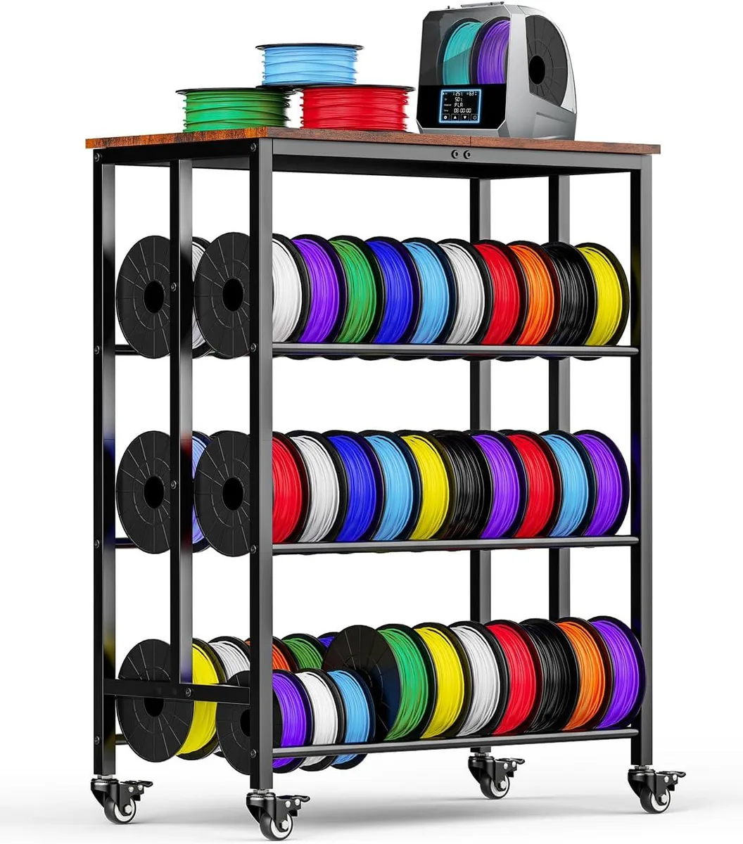 BFKK BFKK 3D Printer Filament Cart 2 Rows 60 Spools 1.5in Casters 100lb Tier 3D Printers Accessories — product photo