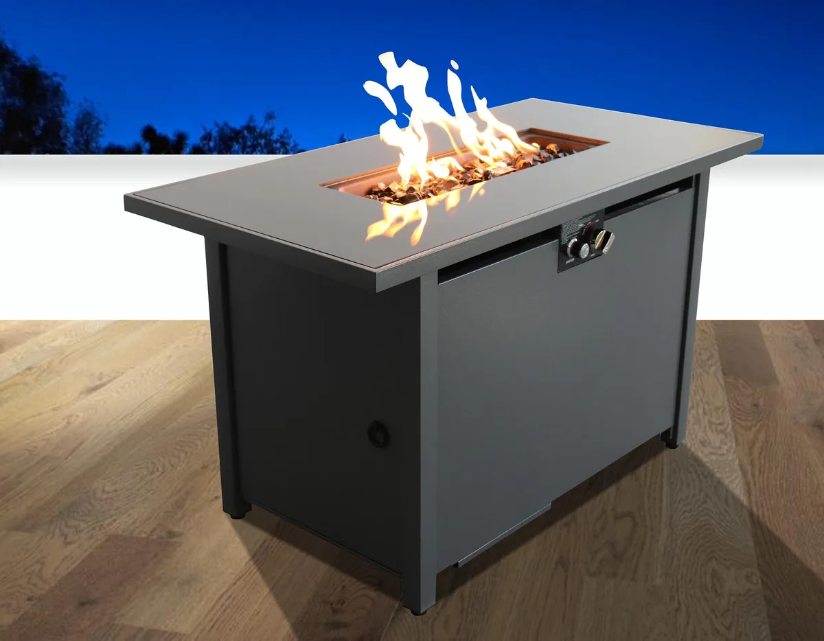 tuphen tuphen 43" Smoked Glass Rectangle Fire Pit 50000 BTU — product photo