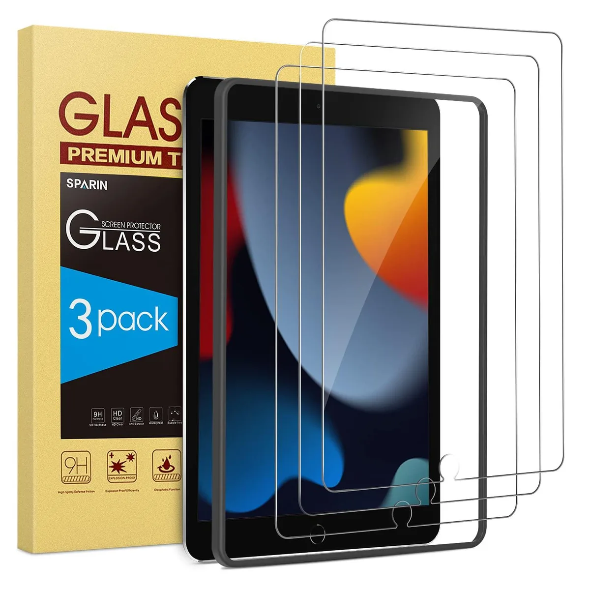 SPARIN 3-Pack Tempered Glass Screen Protector iPad 10.2 inch — product photo