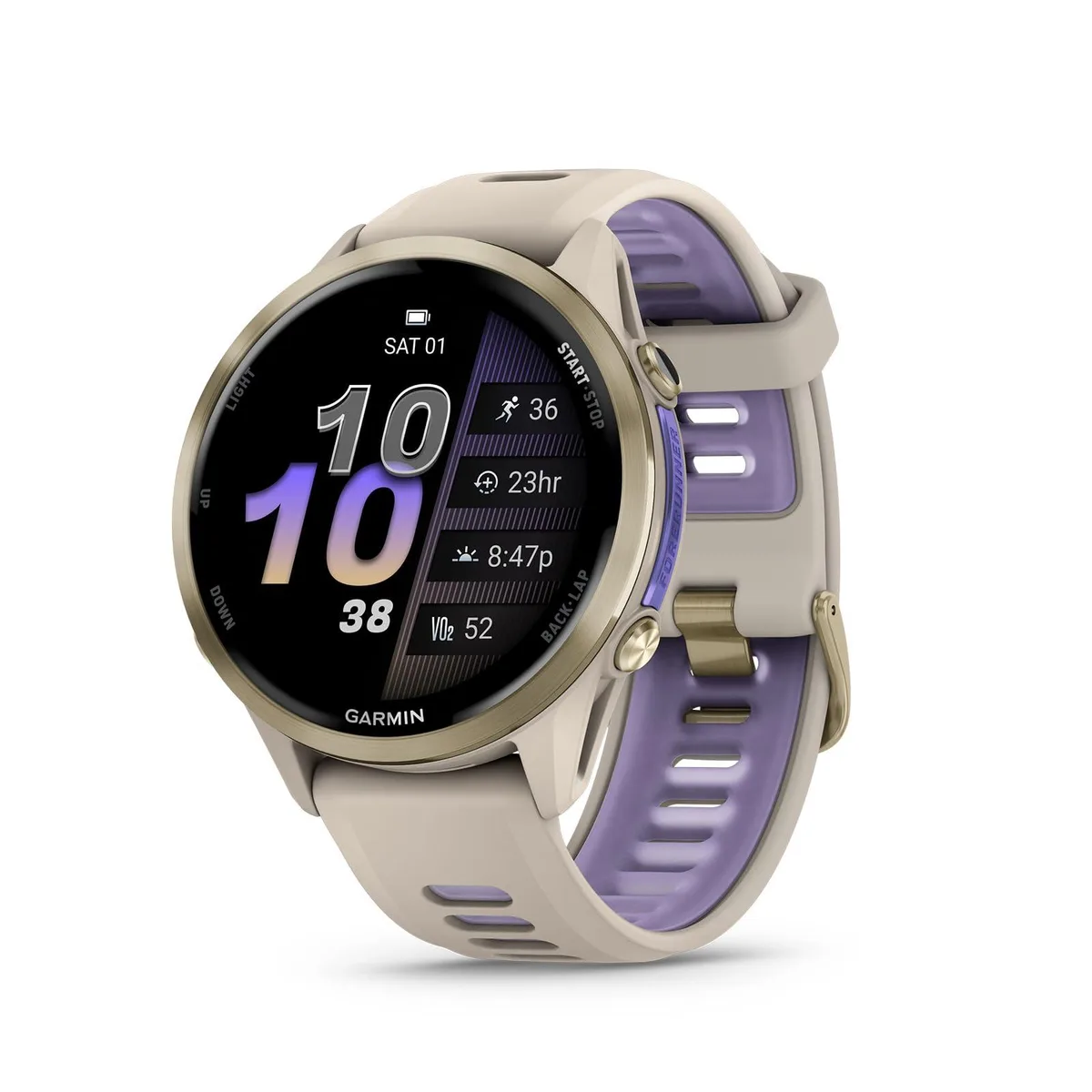 Garmin Garmin Forerunner 970 Soft Gold Titanium French Gray wearable technology — product photo