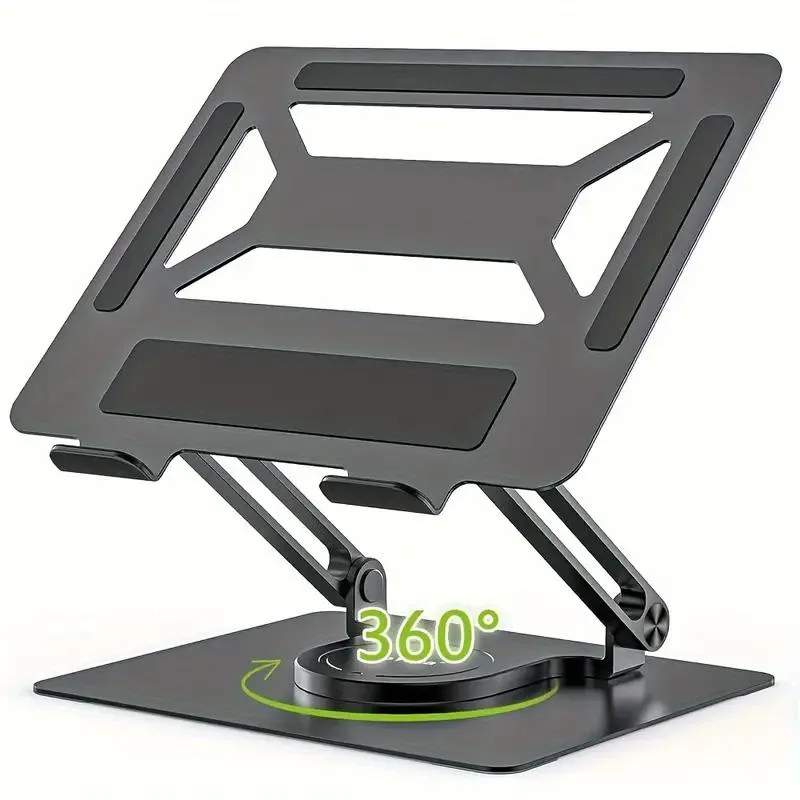 NO. NO. Adjustable Ergonomic Laptop Stand 360° Rotating Base Foldable 17-inch Compatible Black — product photo
