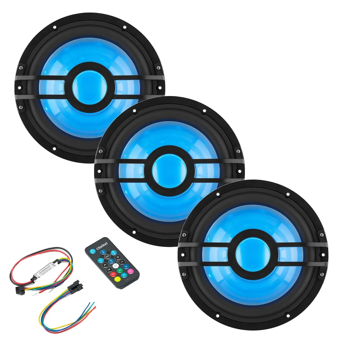 Clarion Clarion CMSP-101RGB-2 10" Marine 2-Ohm Subwoofer Bundle with RGB LEDs &amp; Remote — product photo