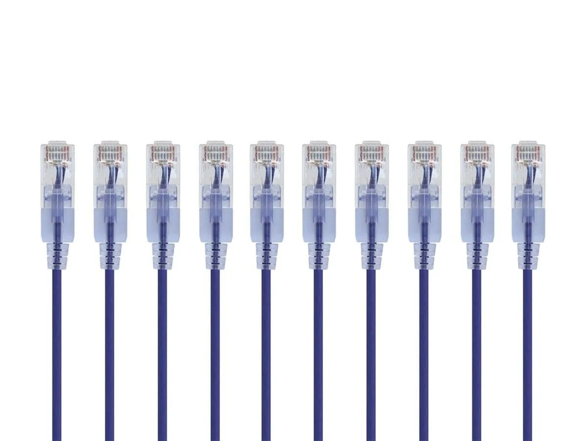 Monoprice Inc. Monoprice 129444 SlimRun Cat6A Network Ethernet Cable 2ft Purple 10-Pack — product photo