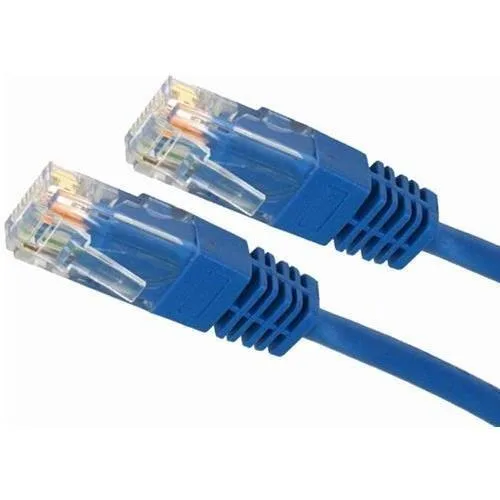 Blue Cat 6 patch cable with molded RJ45 connectors, 15 ft long