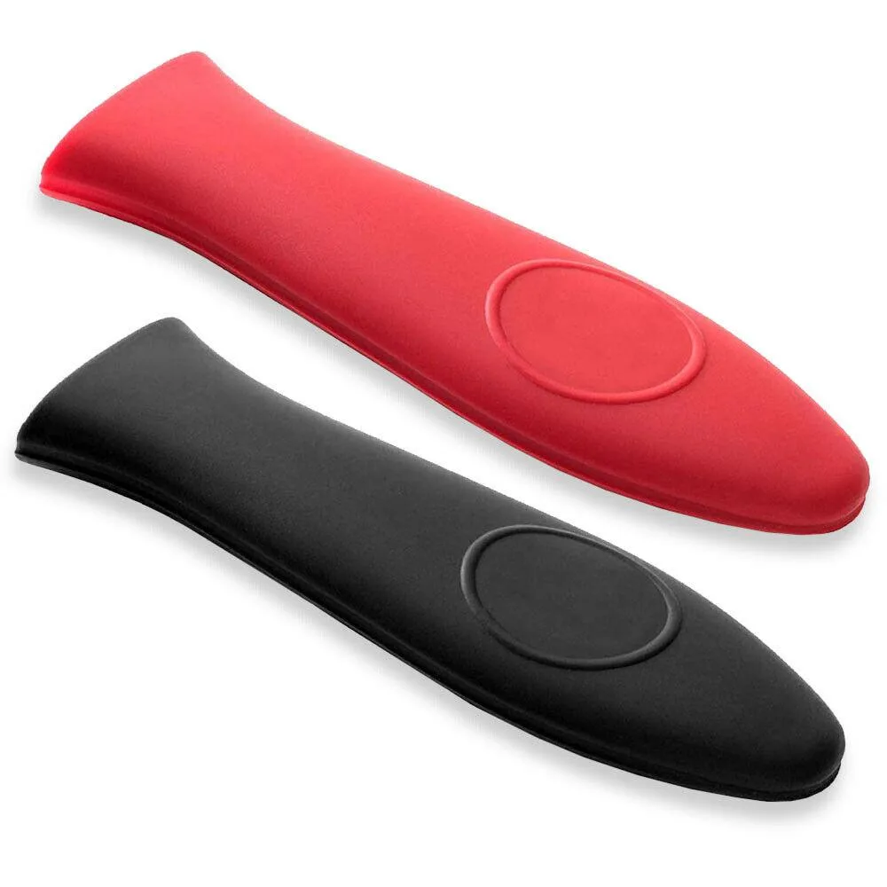 Two flexible silicone handle sleeves, textured inside, neutral colour