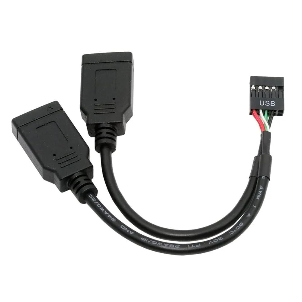 Fervit Fervit USB 2.0 9-Pin to Dual USB 3.1 Type-E Adapter .49ft — product photo