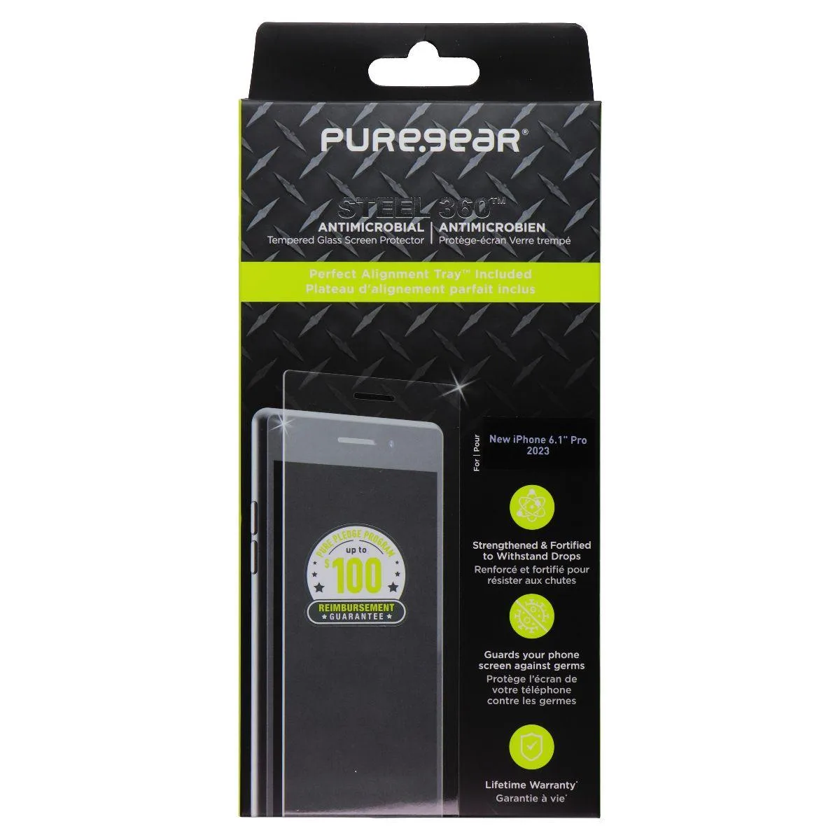 PureGear PureGear Steel 360 Tempered Glass Screen Protector iPhone 15 Pro Clear — product photo