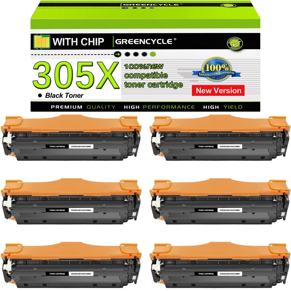 GREENCYCLE GREENCYCLE 6 Pack 305X CE410X Black Toner Cartridge — product photo