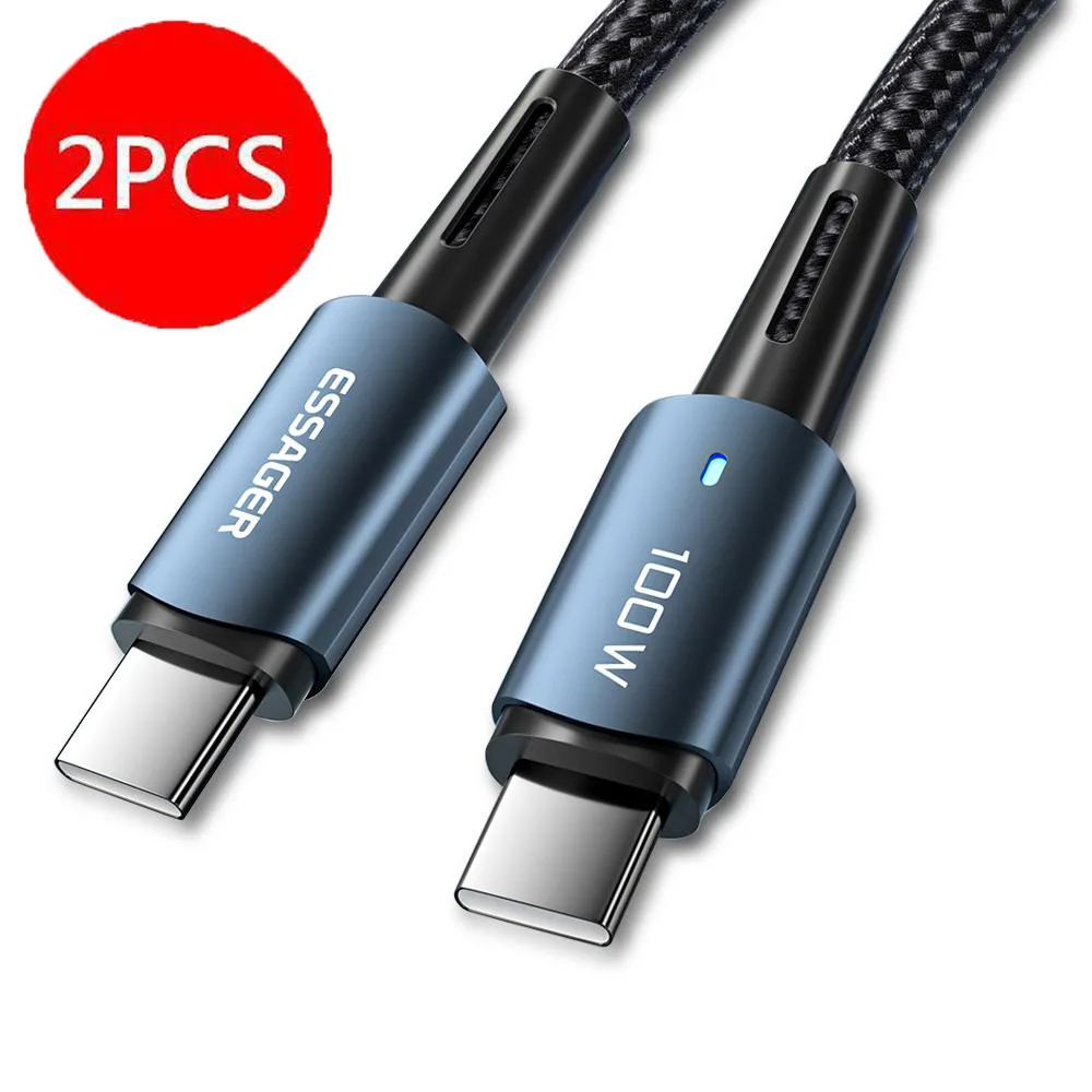 Jansicotek Jansicotek Essager CG100W USB-C Cable 100W 3.3ft Blue 2-Pack — product photo
