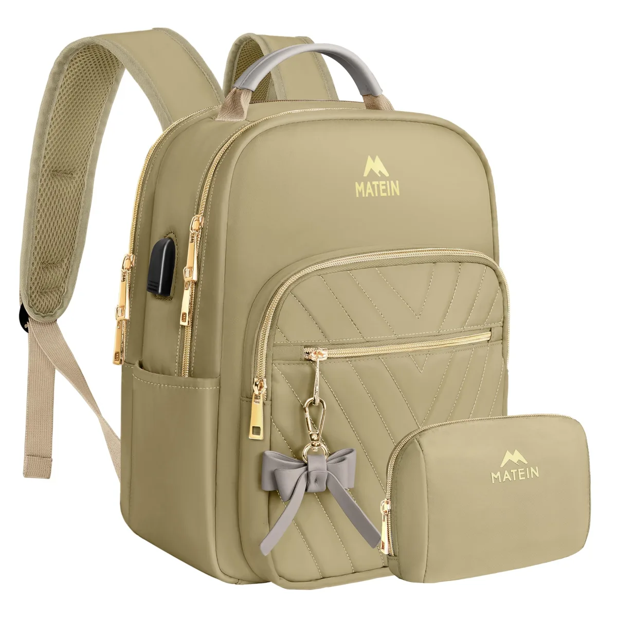 Batianda Batianda 2 in 1 Accessories Small Backpack Purse Champagne 12.5 x 10.5 x 6 inches 12.9 inch Laptop Compartment — product photo