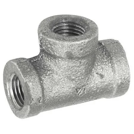 Galvanised malleable iron tee with three 1/4 inch NPT female threads