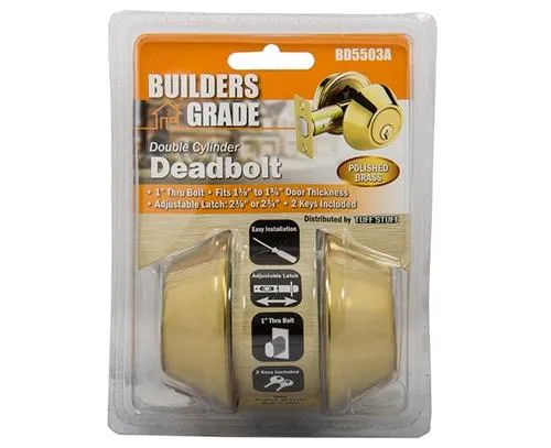 Tuff Stuff Tuff Stuff BD5503A Polished Brass US3 Double Cylinder Deadbolt — product photo