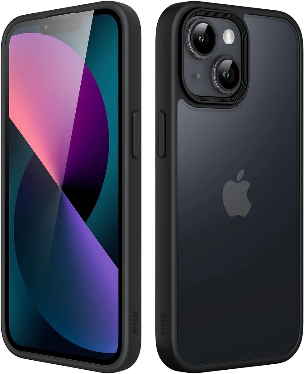 Black matte case for iPhone 13 6.1-Inch with frosted translucent back and raised edges