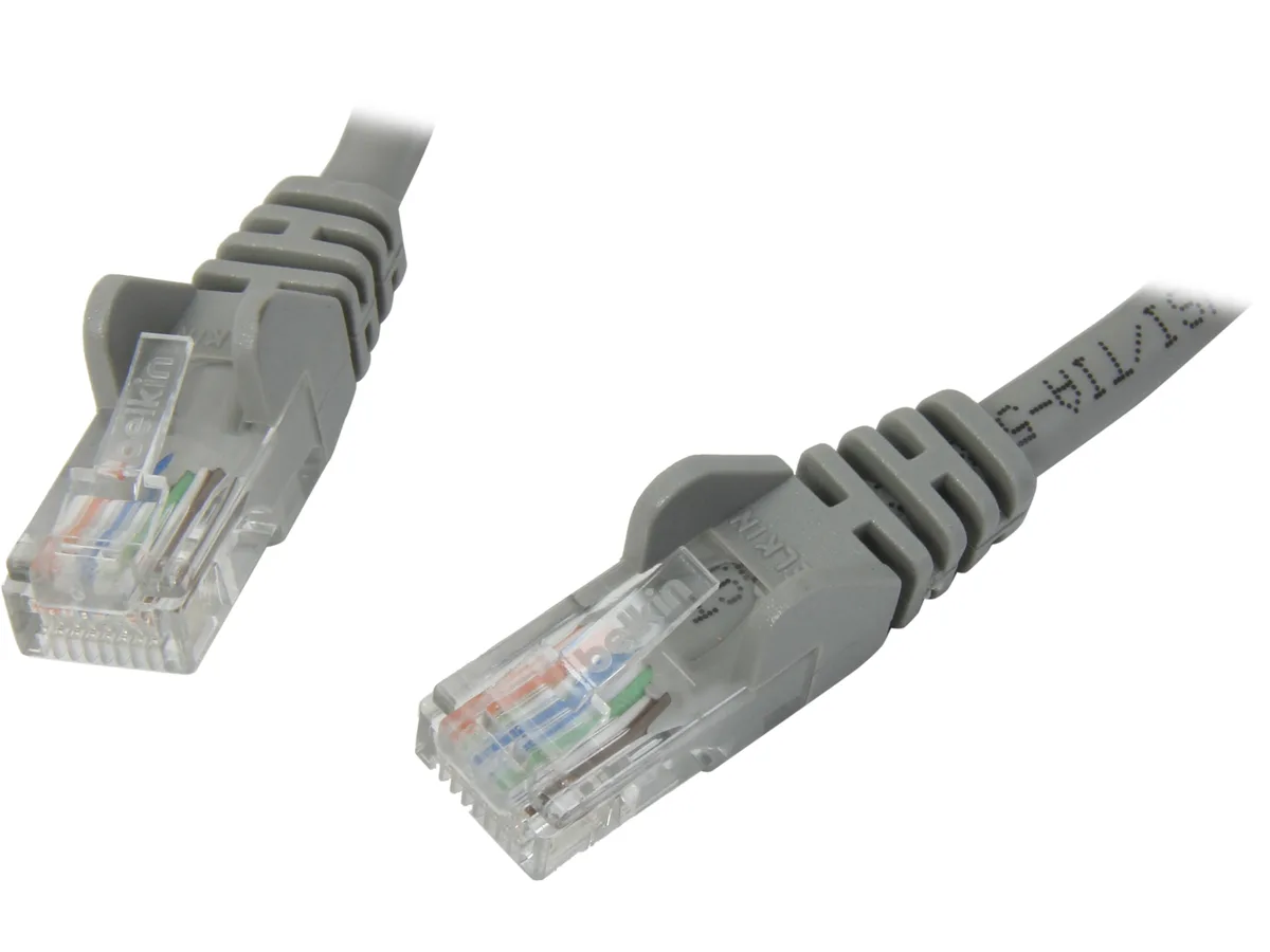 Belkin Belkin A3L791-15-S network ethernet cable Cat 5e 15 ft RJ45 male to RJ45 male gray — product photo