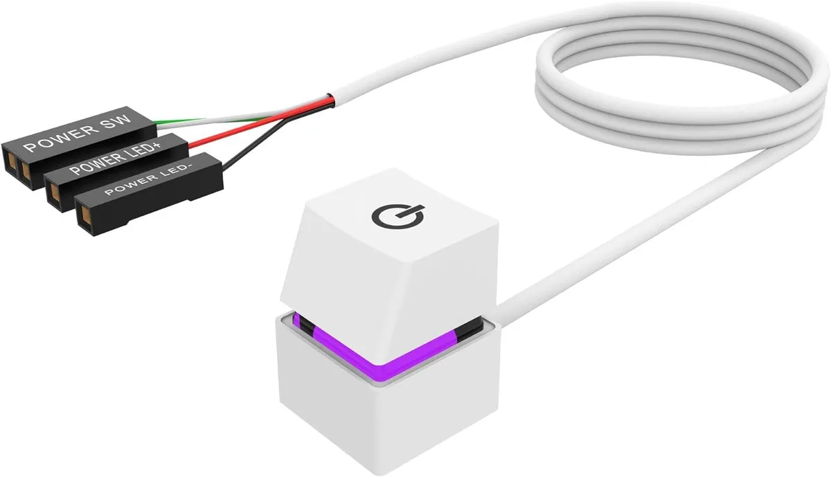BFKK BFKK External PC Power Button ATX Switch Cable 6.56ft White — product photo